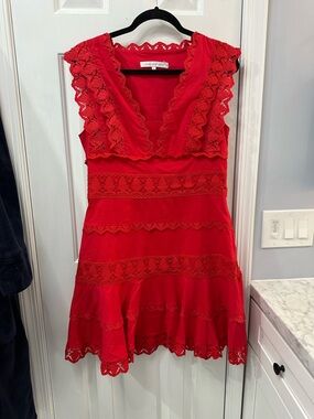 Endless Rose Red Lace-Trim Mini Dress